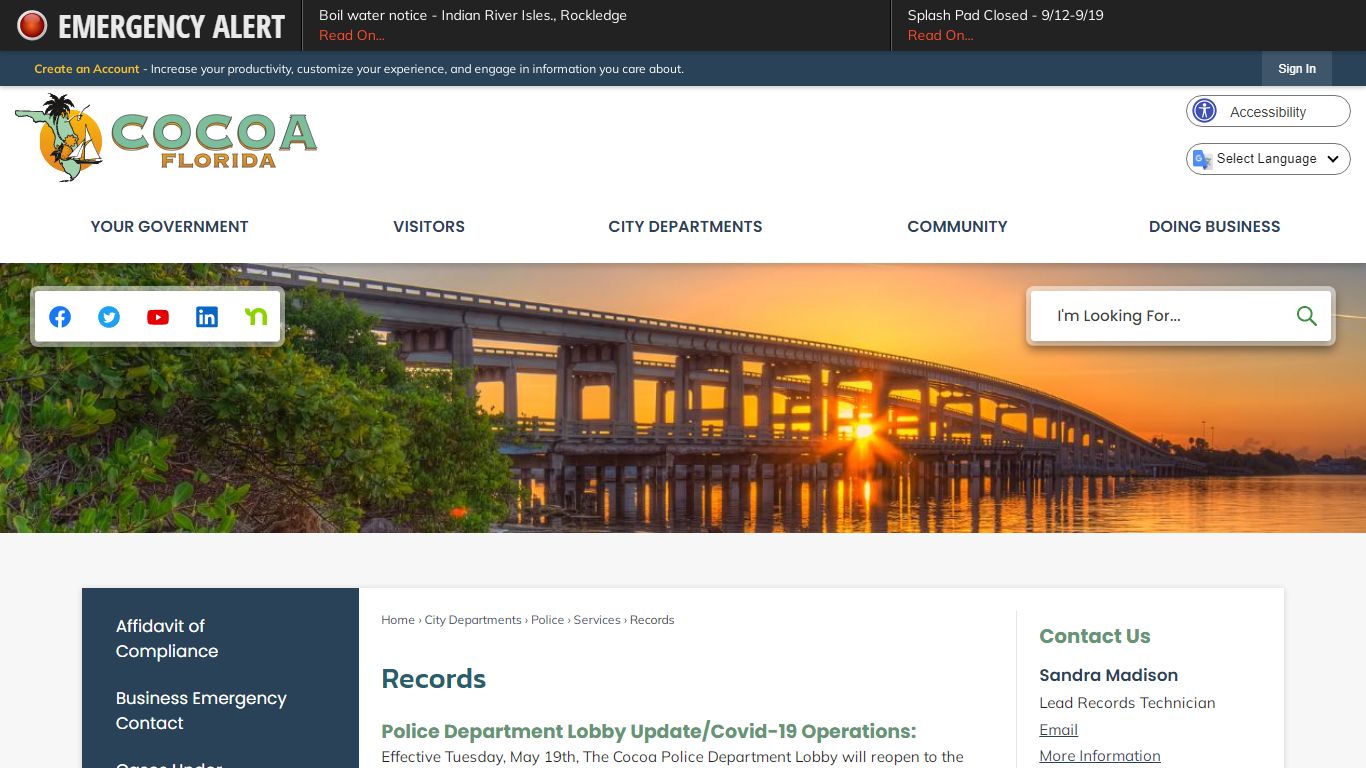 Records | Cocoa, FL - Official Website