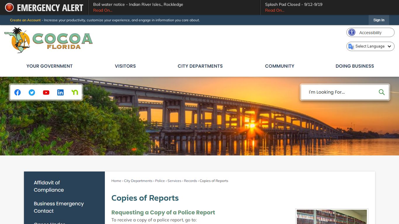 Copies of Reports | Cocoa, FL - Official Website